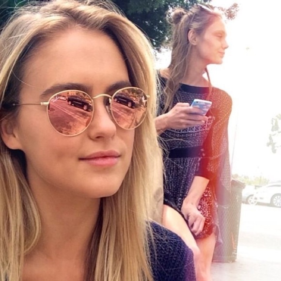 Ray-Ban Circle Pink Mirror Sunglasses RB3447 Gold Round Frame 001/Z2 50-21-145 - Picture 2 of 13